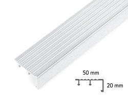 จมูกบันไดอลูมิเนียมDP สีเงินปัดลาย 50มิล